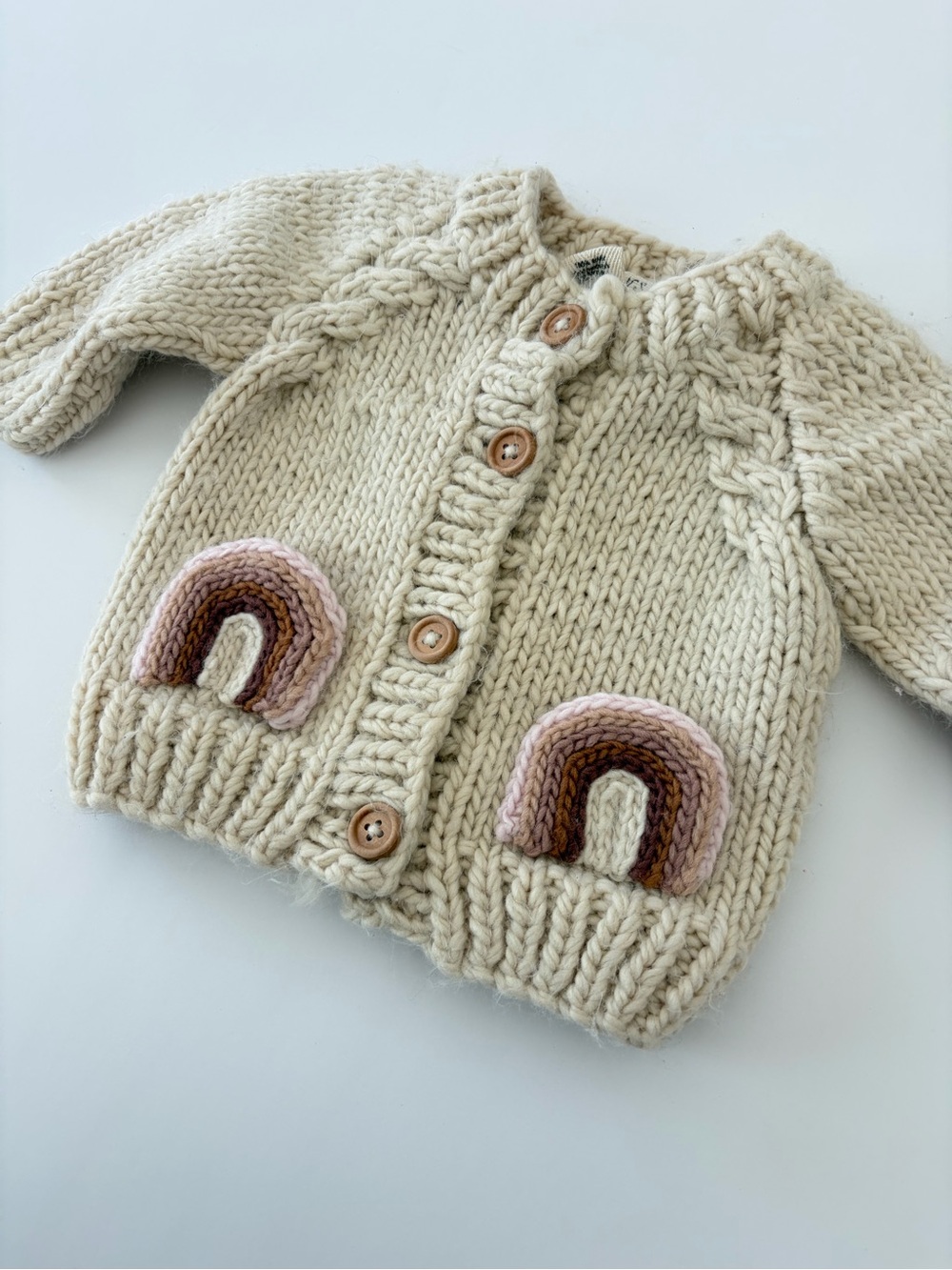 Huggalugs Rainbow Pocket Cardigan Sweater Baby Girls 0-6 Mo